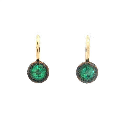 1.50 Emerald Drop Earrings 18k Yellow Gold