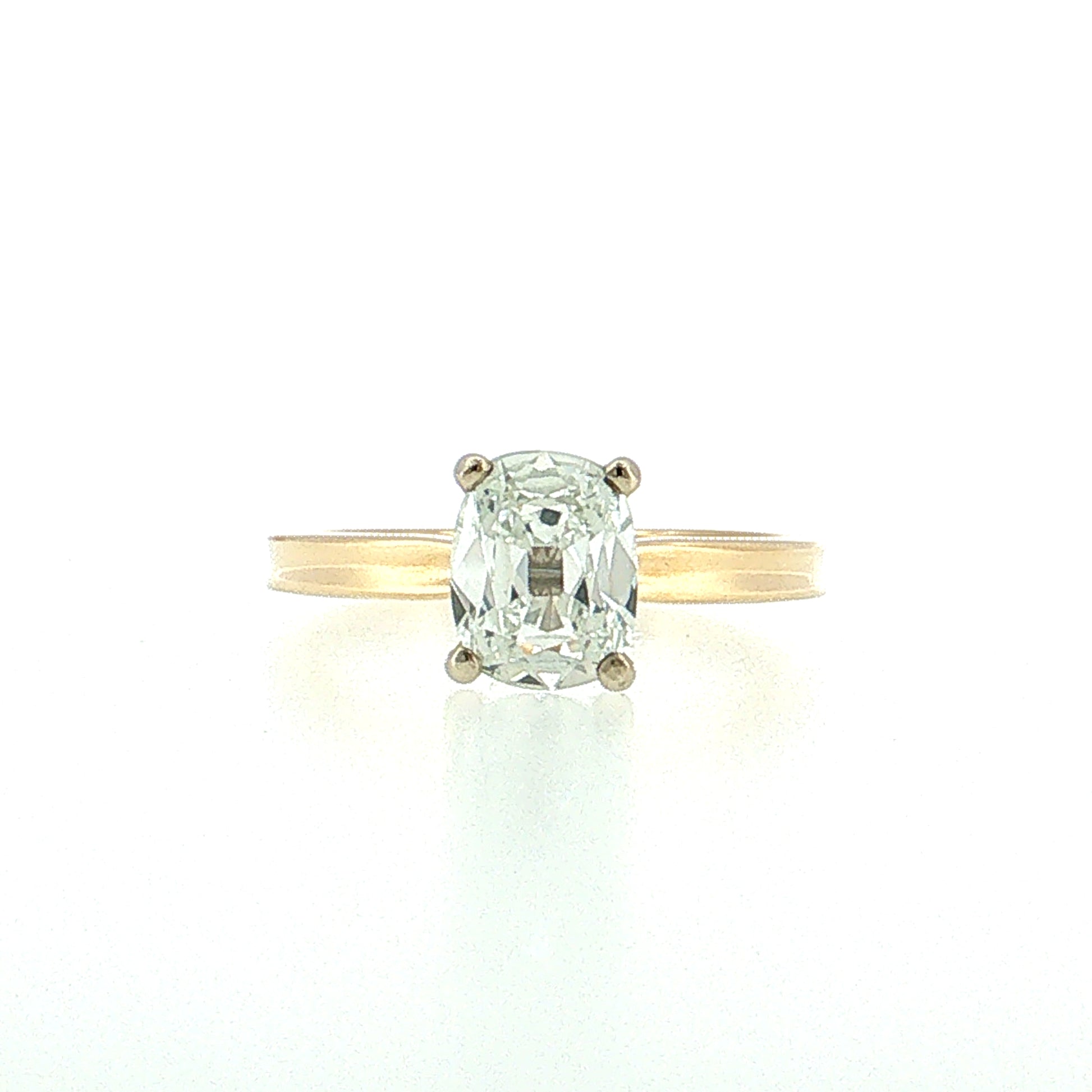 1.50 GIA Old Mine Cushion Diamond Engagement Ring 14k