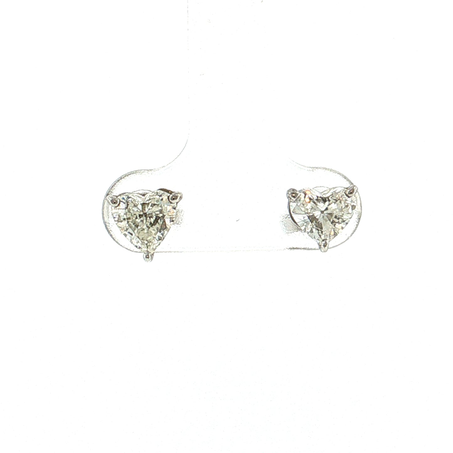 1.50 Heart Diamond Stud Earrings 14k White Gold