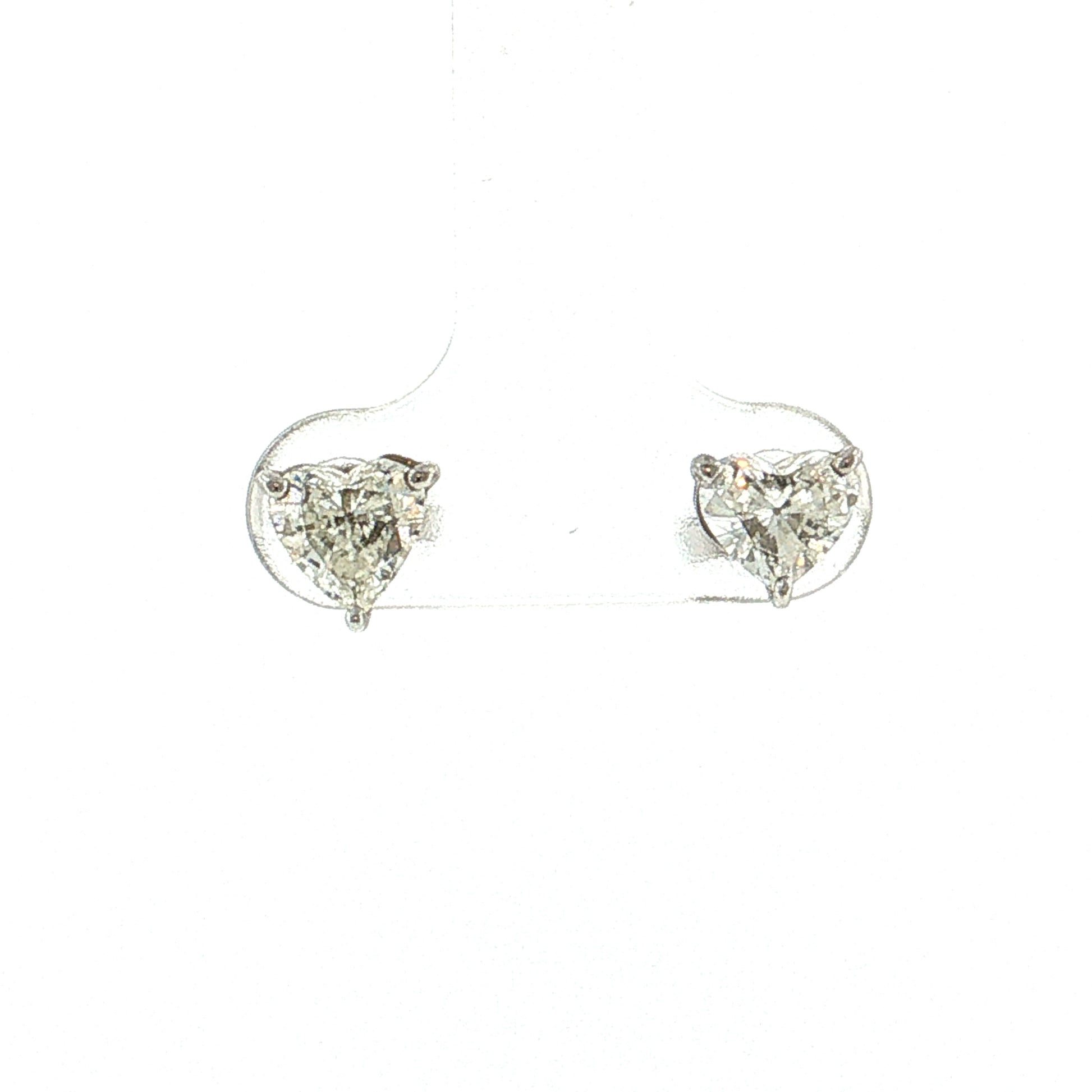 1.50 Heart Diamond Stud Earrings 14k White Gold