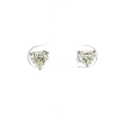 1.50 Heart Diamond Stud Earrings 14k White Gold