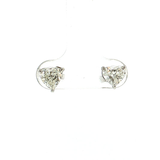 1.50 Heart Diamond Stud Earrings 14k White Gold