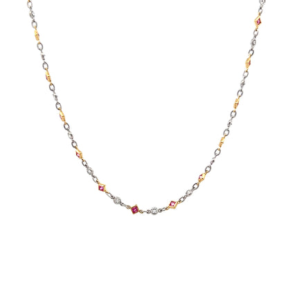 1.50 Pink Sapphire & Diamond Necklace in Platinum/18k