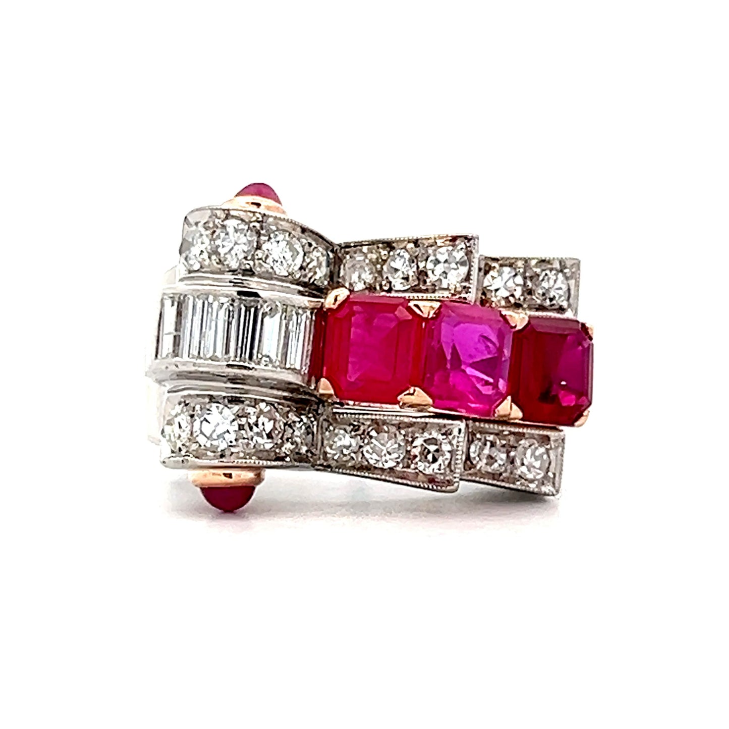 1.50 Ruby & Diamond Cocktail Ring in Platinum