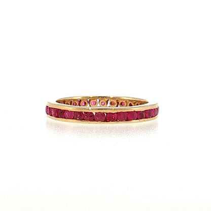 1.50 Ruby Eternity Wedding Band 14k Yellow Gold