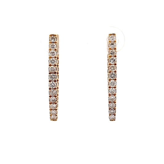 1.50 V Shaped Inside-Out Diamond Hoop Earrings in 14k