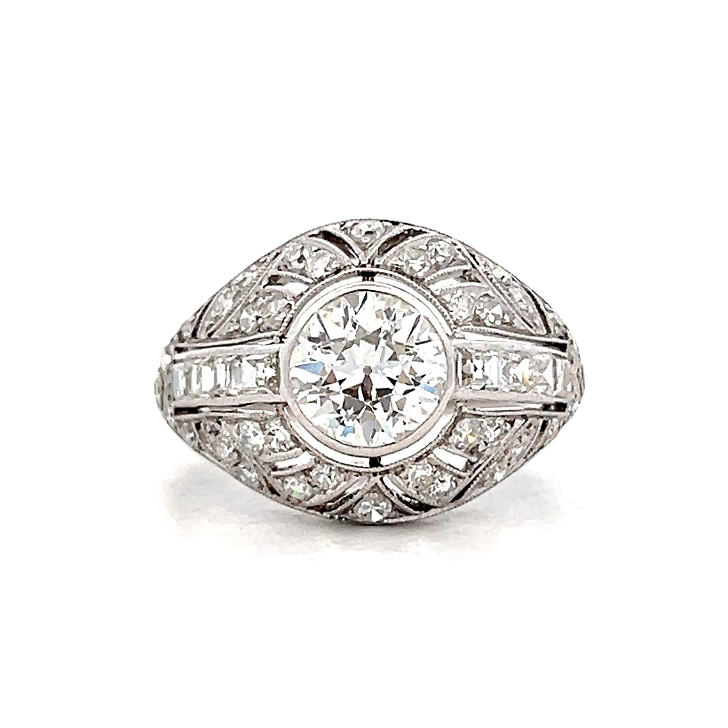 1.50 Vintage Deco Diamond Engagement Ring Platinum