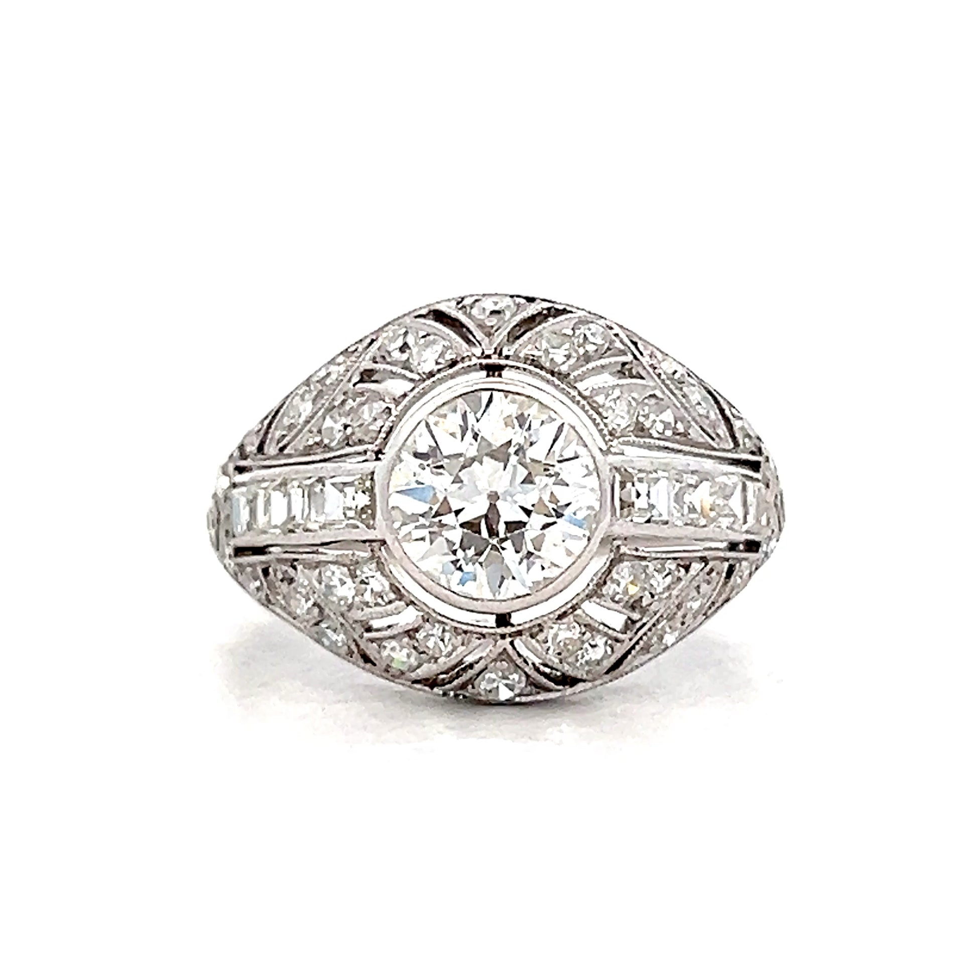 1.50 Vintage Deco Diamond Engagement Ring Platinum