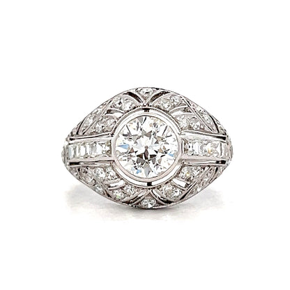 1.50 Vintage Deco Diamond Engagement Ring Platinum