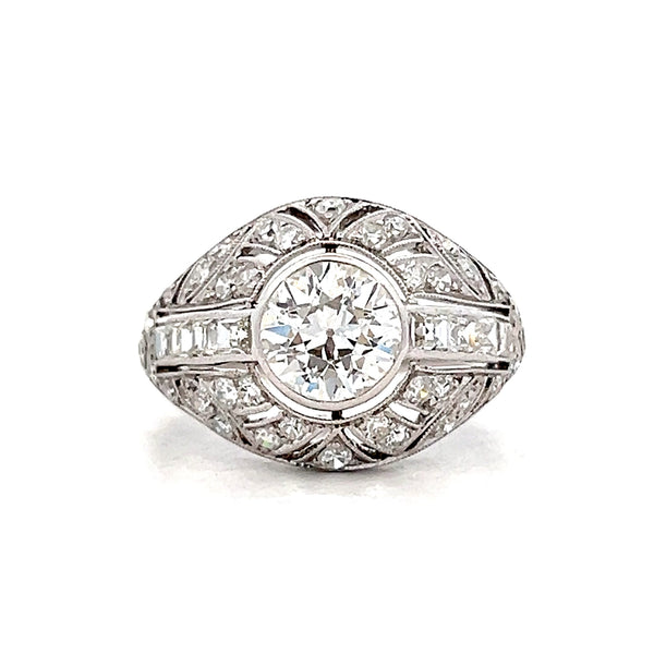 Vintage Deco Diamond Engagement Ring Platinum
