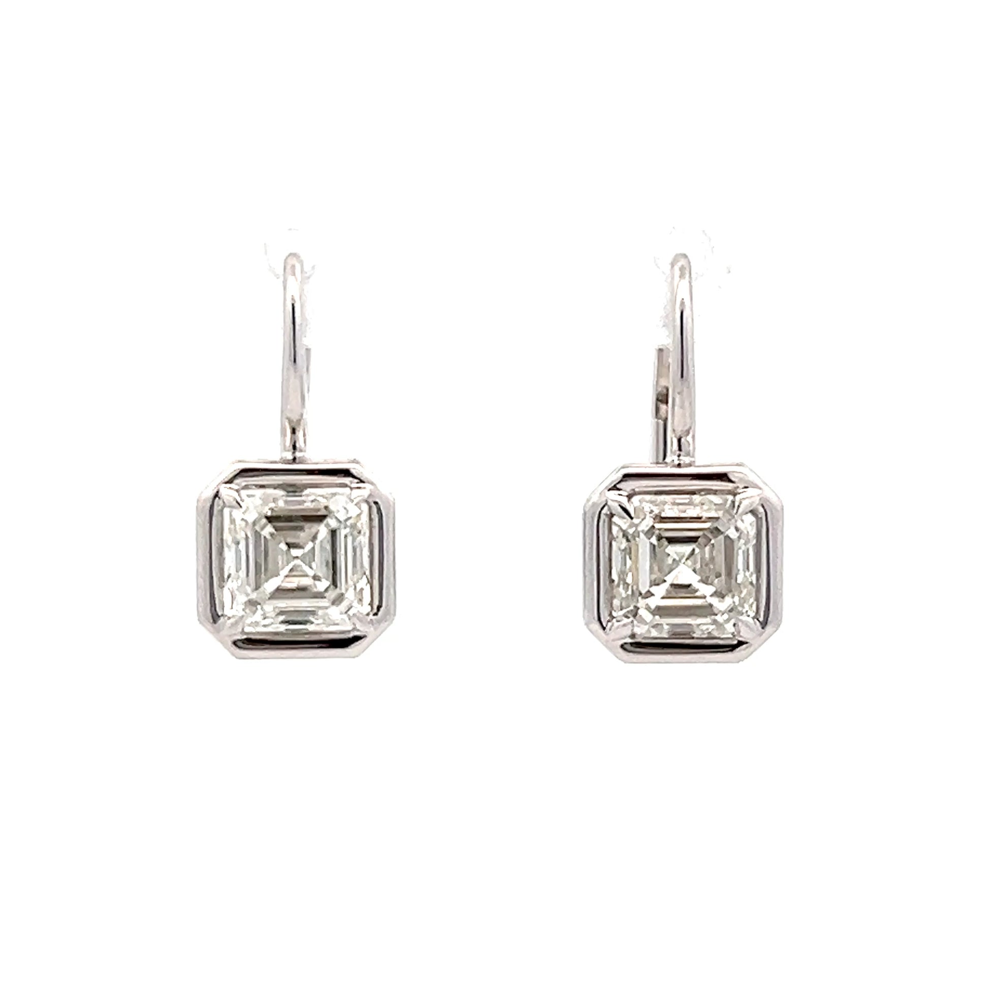 1.51 Asscher Diamond Drop Earrings in 18k