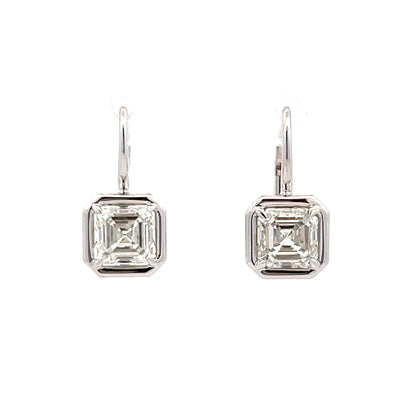 1.51 Asscher Diamond Drop Earrings in 18k