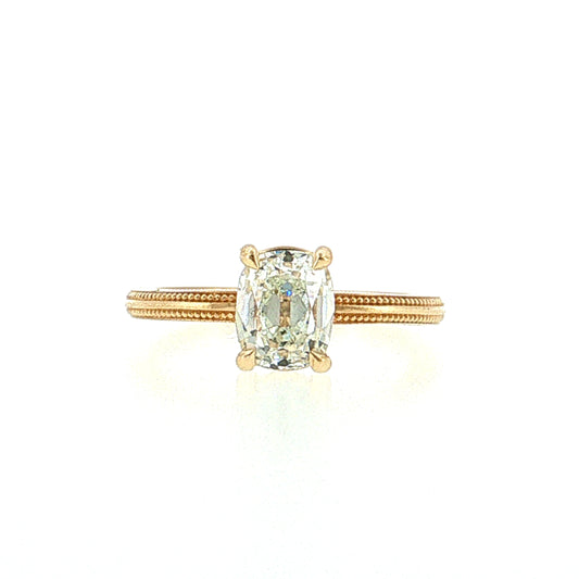 1.51 Elongated Old Mine Cushion Diamond Engagement Ring 14k