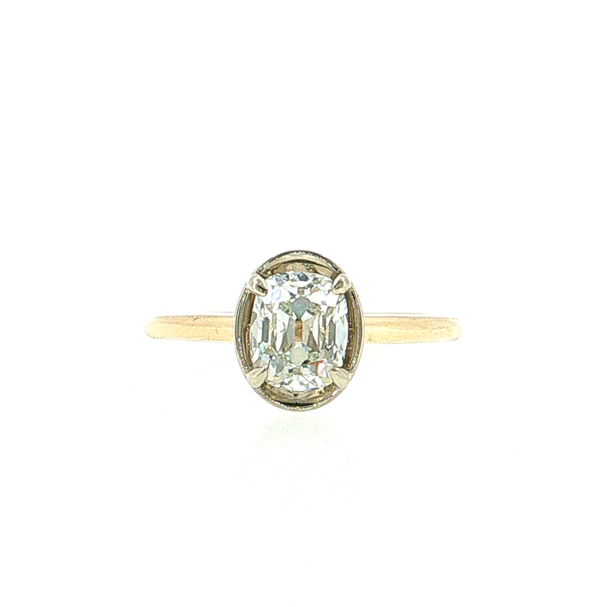 1.51 Old Mine Cushion Diamond Engagement Ring Two-Tone 14k