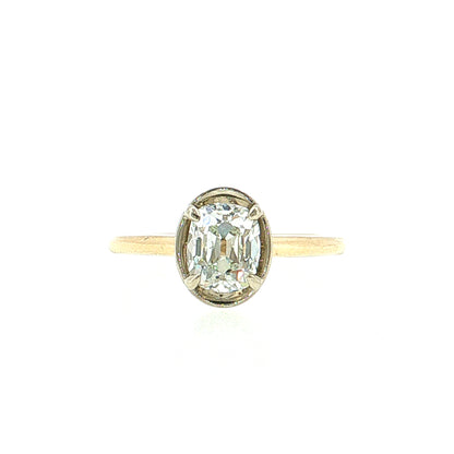 1.51 Old Mine Cushion Diamond Engagement Ring Two-Tone 14k