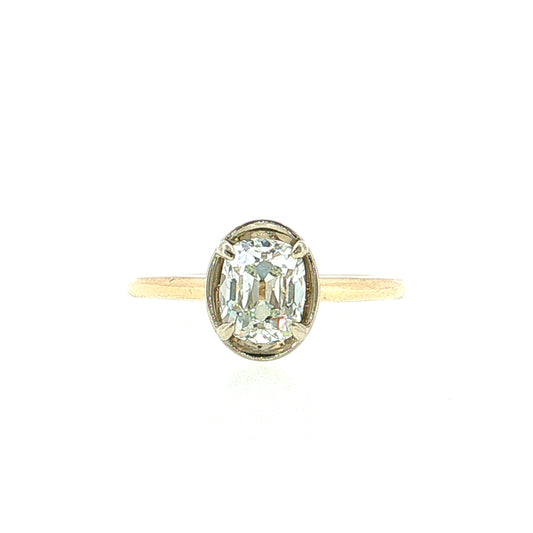 1.51 Old Mine Cushion Diamond Engagement Ring Two-Tone 14k