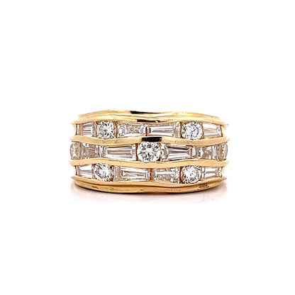 1.52 Baguette & Round Diamond Cocktail Ring in 18k