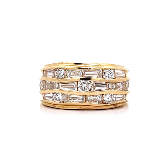 1.52 Baguette & Round Diamond Cocktail Ring in 18k
