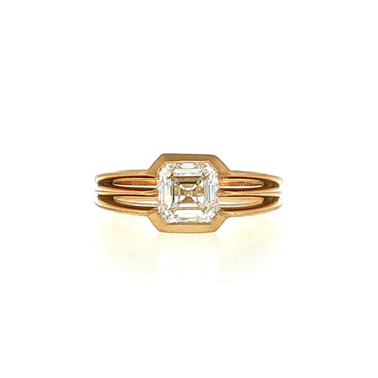 1.52 GIA Asscher Cut Diamond Engagement Ring 18k
