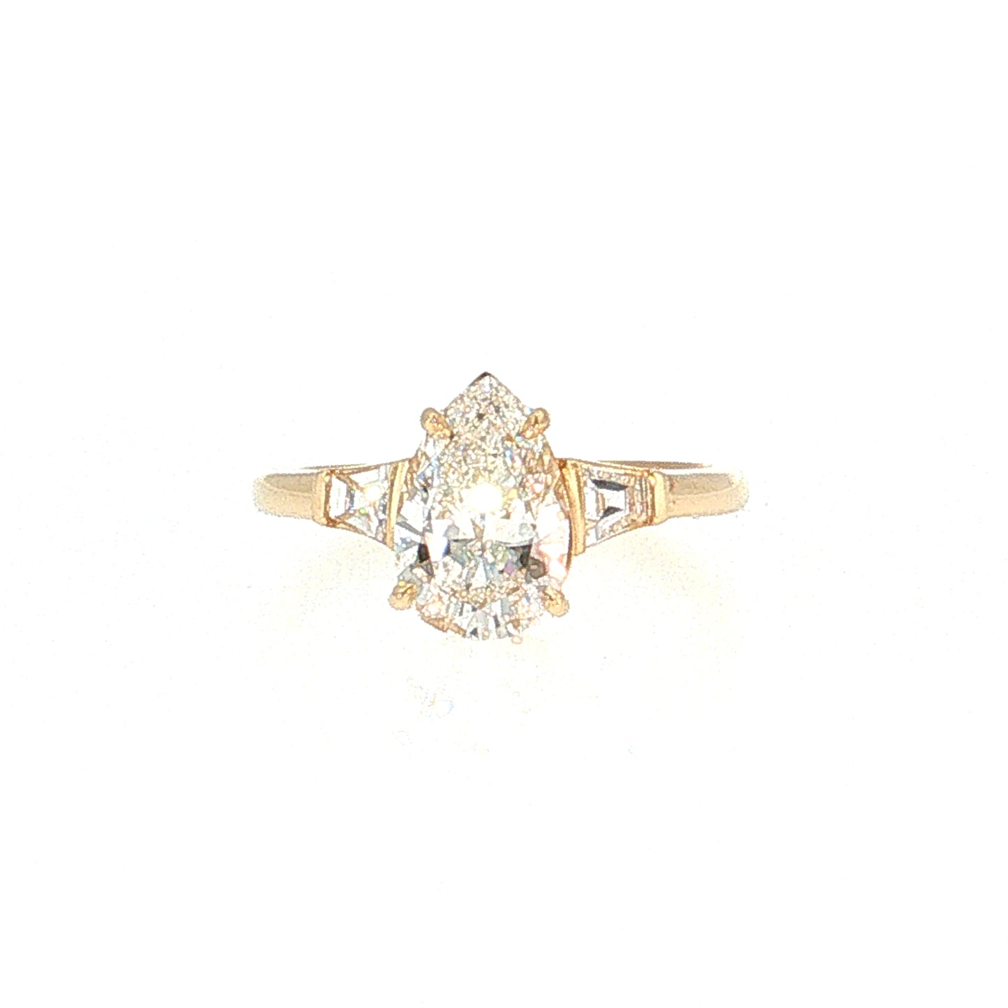 1.52 GIA Pear Diamond Three Stone Engagement Ring 14k
