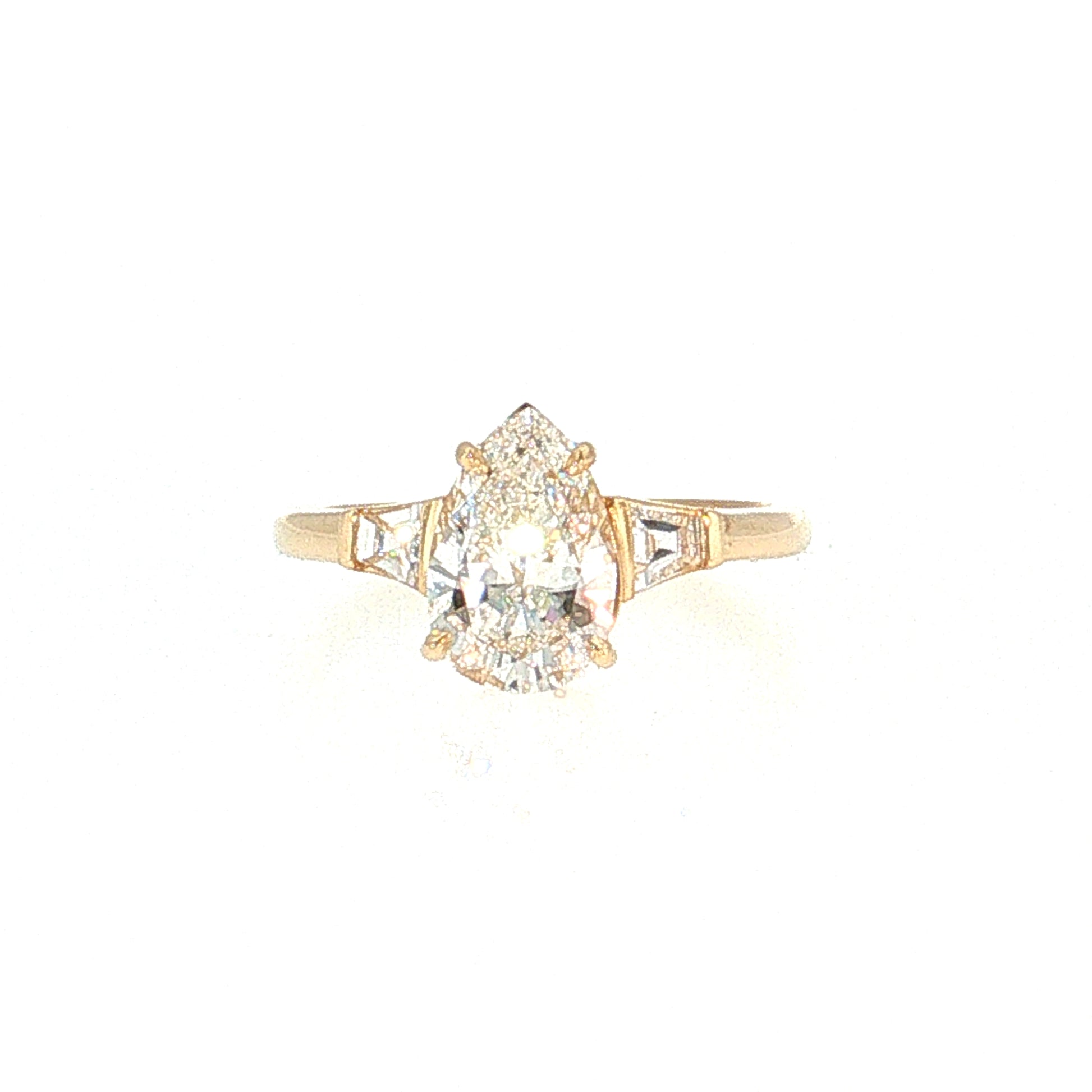 1.52 GIA Pear Diamond Three Stone Engagement Ring 14k