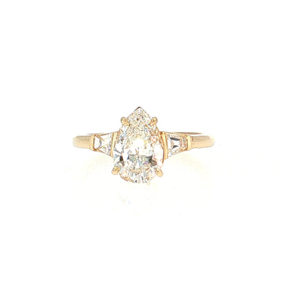 1.52 GIA Pear Diamond Three Stone Engagement Ring 14k