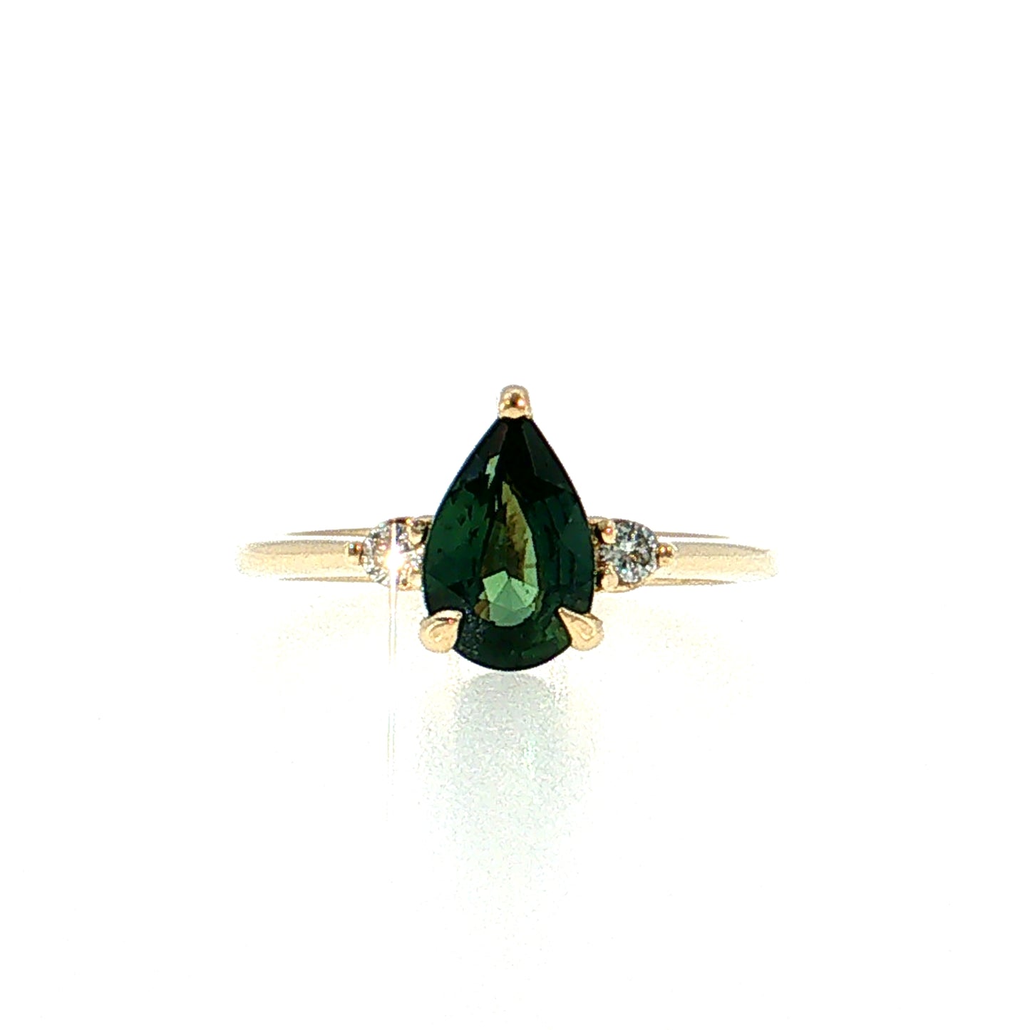1.52 Pear Sapphire Three Stone Engagement Ring 14k