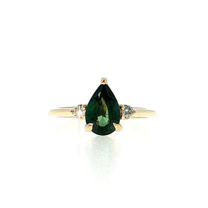 1.52 Pear Sapphire Three Stone Engagement Ring 14k