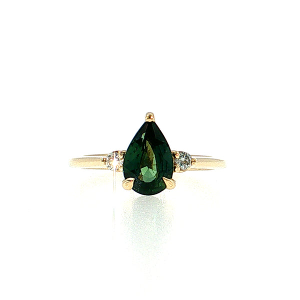 Pear Sapphire Three Stone Engagement Ring