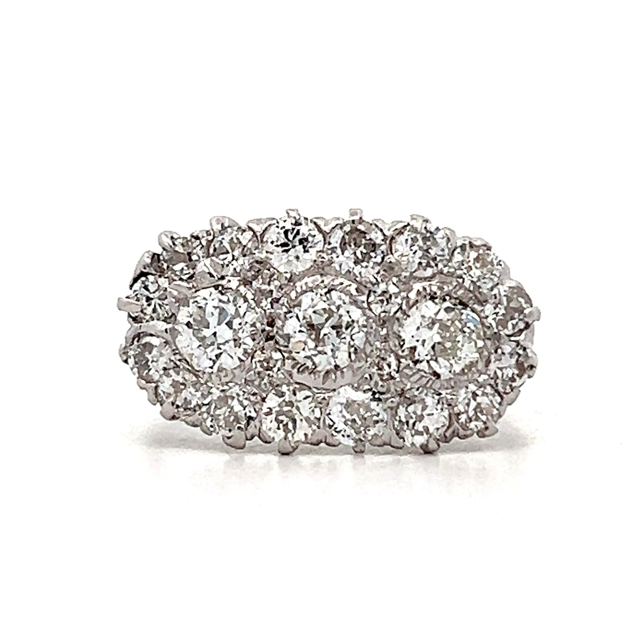 CLASSICAL Diamonds 20〜23 1.53 Antique Edwardian Diamond Cluster Ring Platinum – Filigree