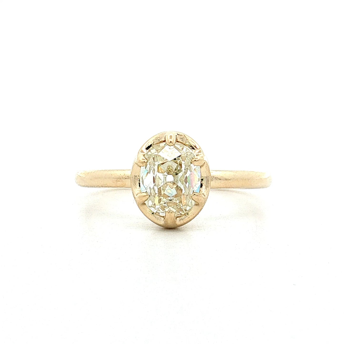 1.53 Old Mine Cushion Diamond Engagement Ring 14k