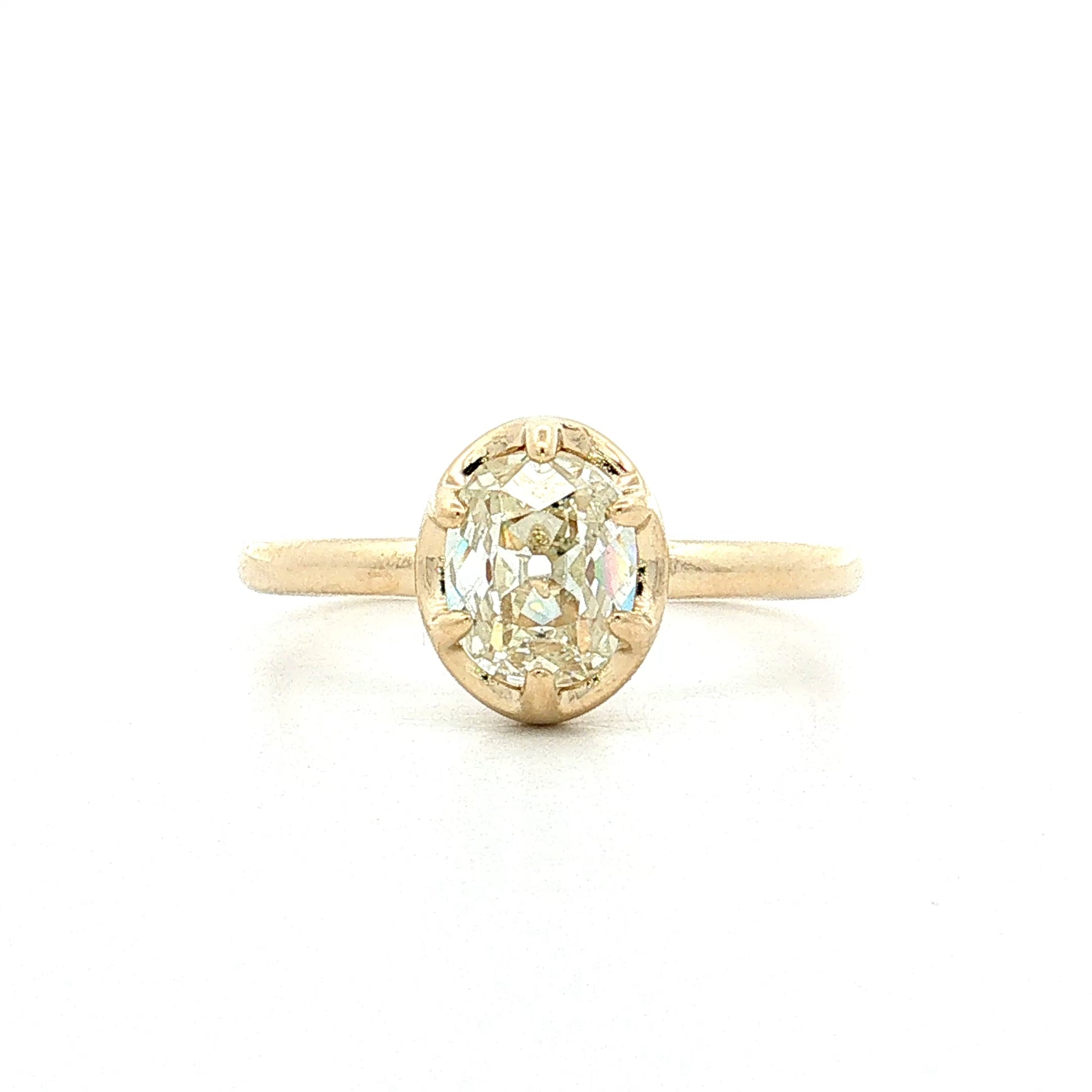 1.53 Old Mine Cushion Diamond Engagement Ring 14k