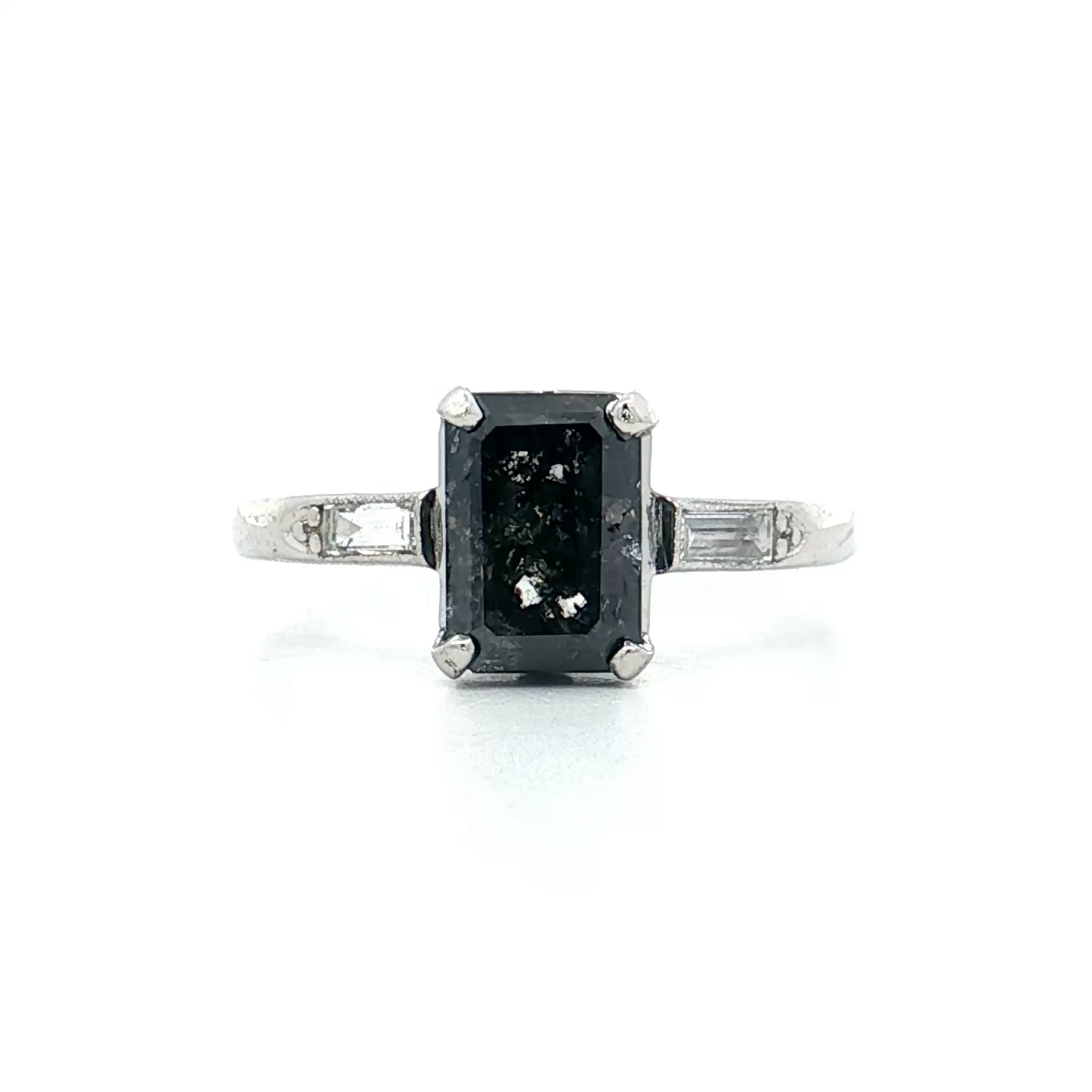 1.53 Salt & Pepper Diamond Engagement Ring Platinum