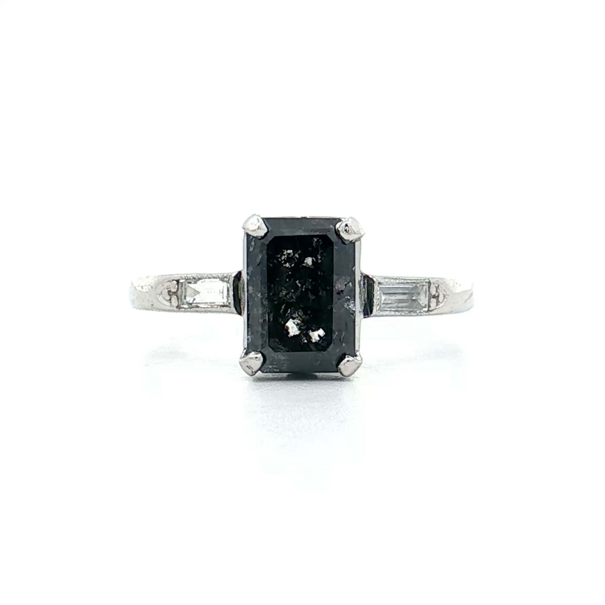 1.53 Salt & Pepper Diamond Engagement Ring Platinum
