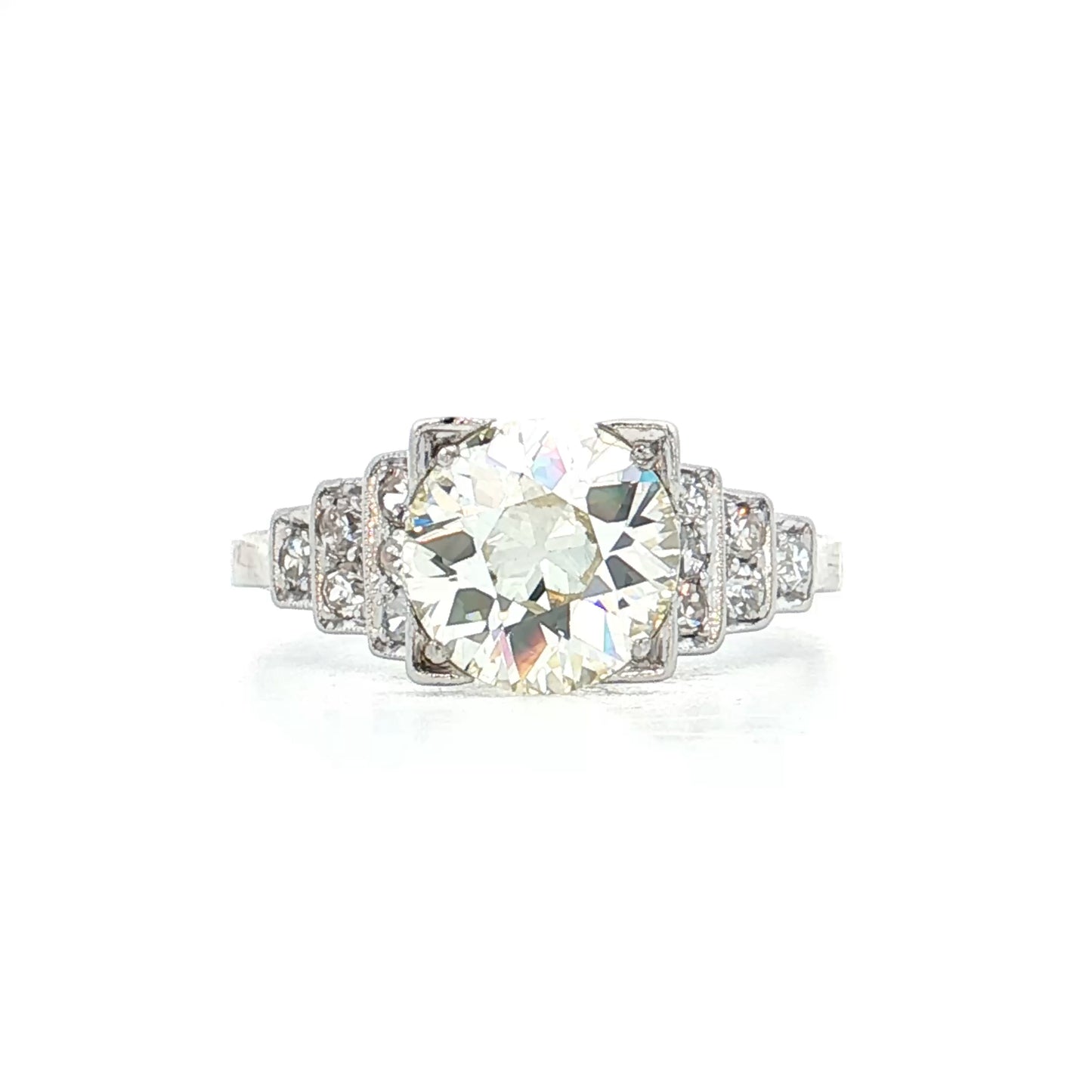 1.53 Vintage GIA Euro Diamond Engagement Ring Platinum