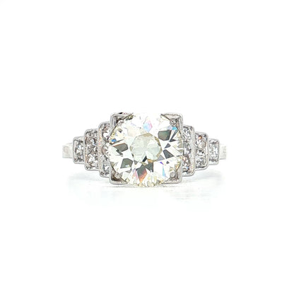 1.53 Vintage GIA Euro Diamond Engagement Ring Platinum