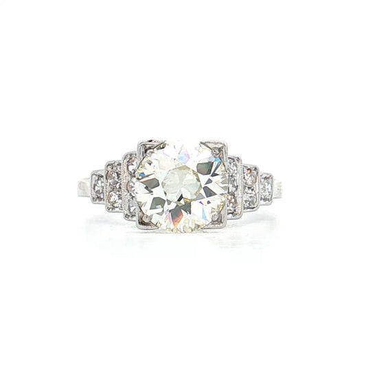 1.53 Vintage GIA Euro Diamond Engagement Ring Platinum