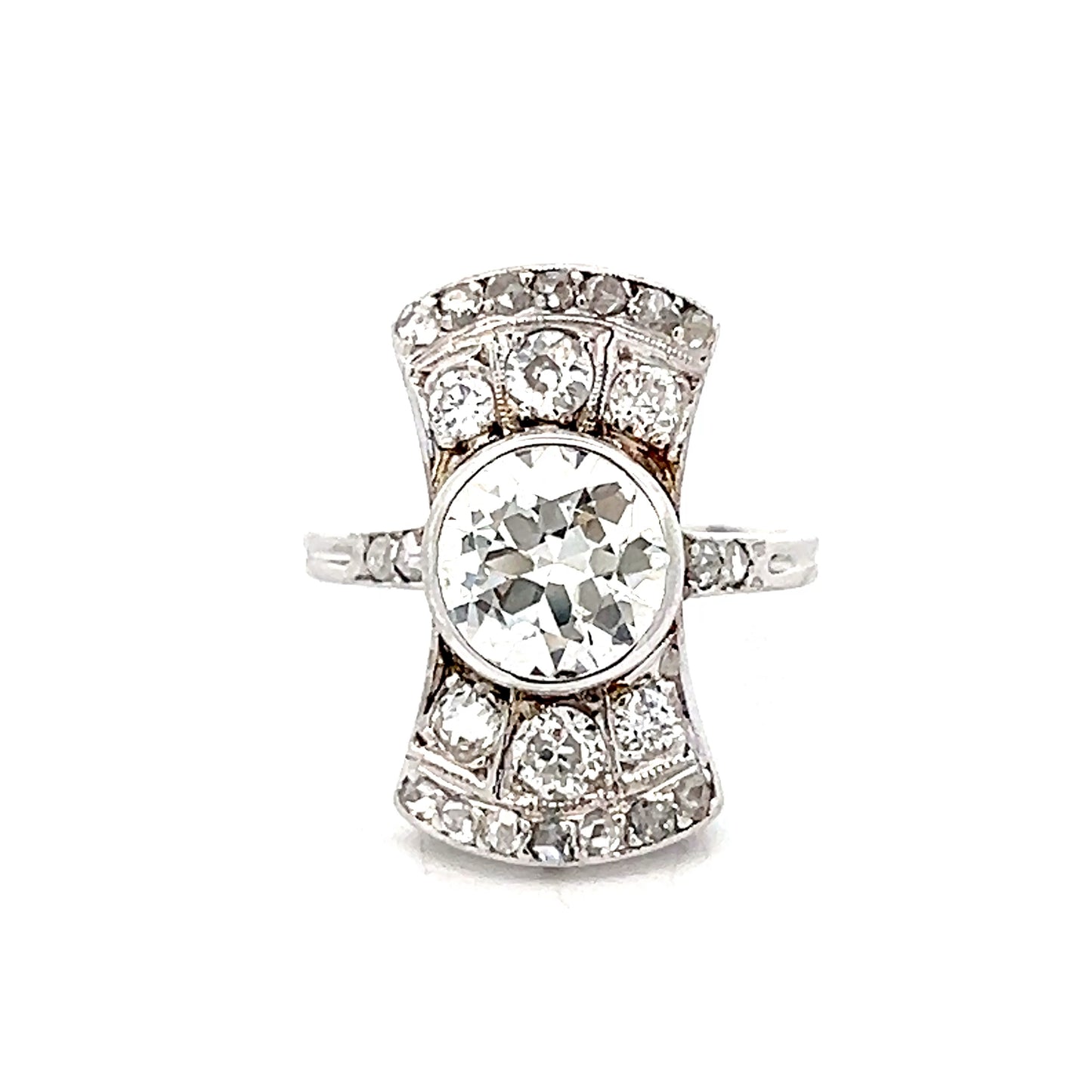 2.13 Antique Art Deco Diamond Cocktail Ring in 14k