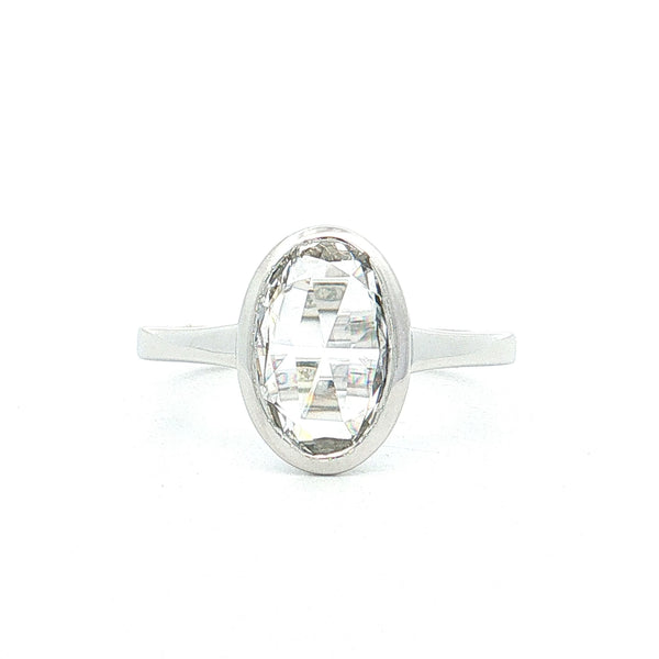 Oval Rose Cut Diamond Engagement Ring