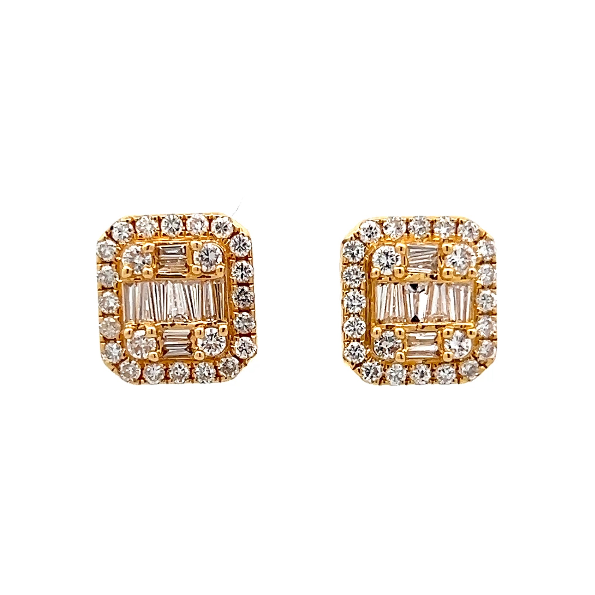 1.55 Pave Cluster Diamond Earrings in 14k Yellow Gold