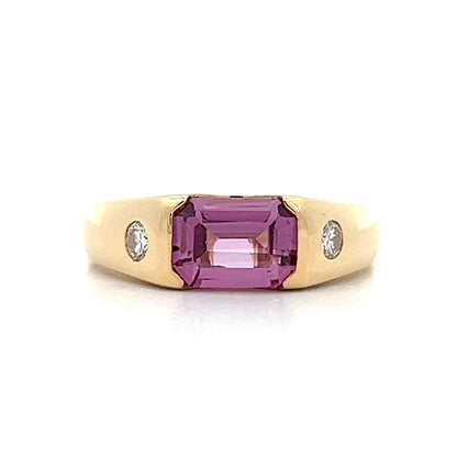 1.56 Emerald Cut Rhodolite Garnet 18k Yellow Gold