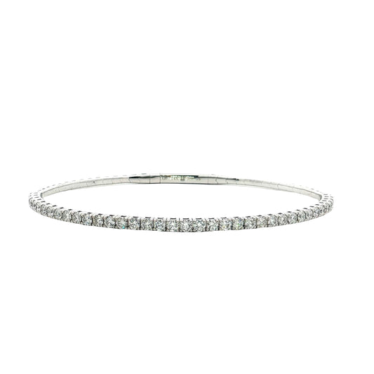 1.57 Flexible Diamond Bangle Bracelet 14k White Gold