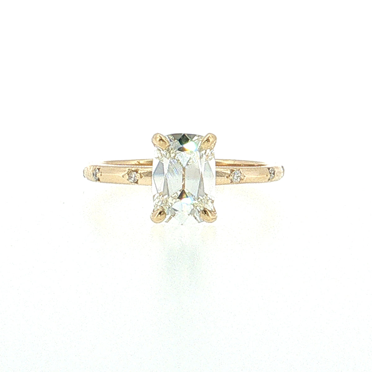 1.60 Elongated Old Mine Cushion Diamond Engagement Ring 14k