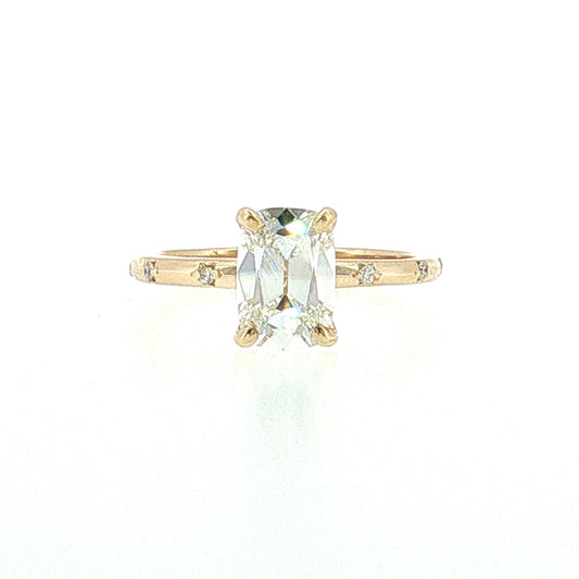 1.60 Elongated Old Mine Cushion Diamond Engagement Ring 14k