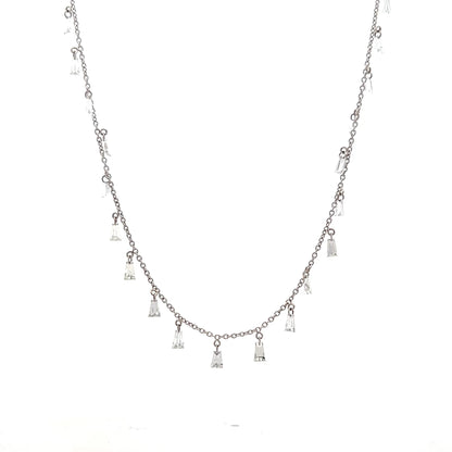 1.60 Tapered Baguette Diamond Drop Necklace 18k