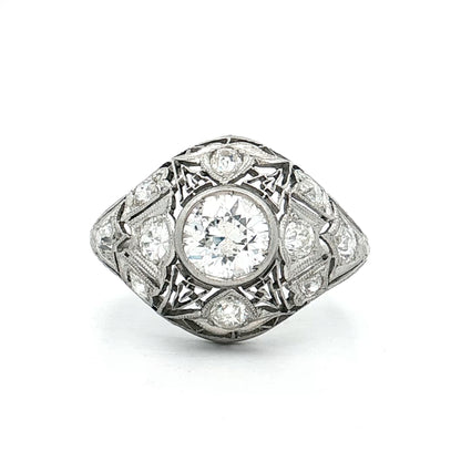 1.62 Antique Deco Diamond Cocktail Ring Platinum