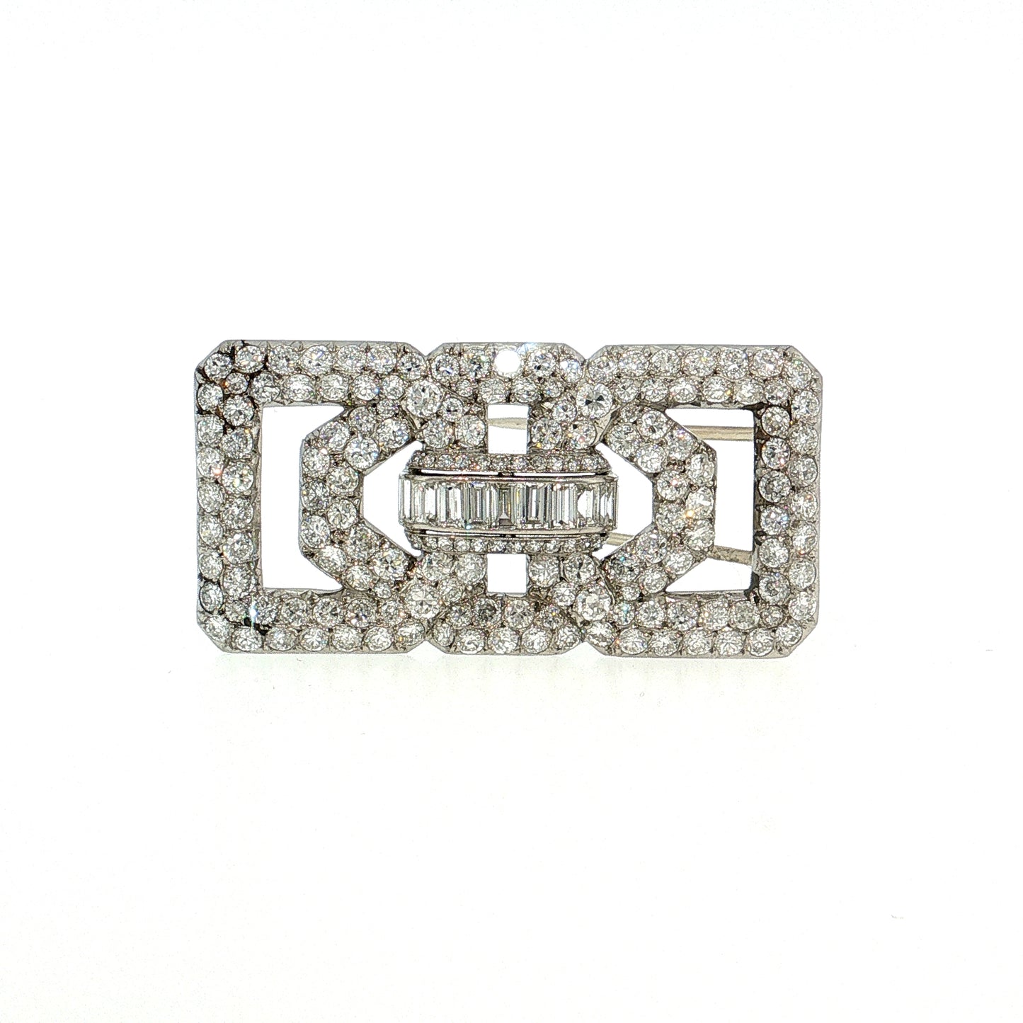 7.52 Art Deco Diamond Brooch Platinum