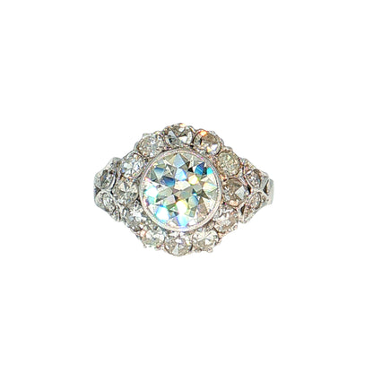 1.63 Vintage Art Deco Diamond Engagement Ring 14k