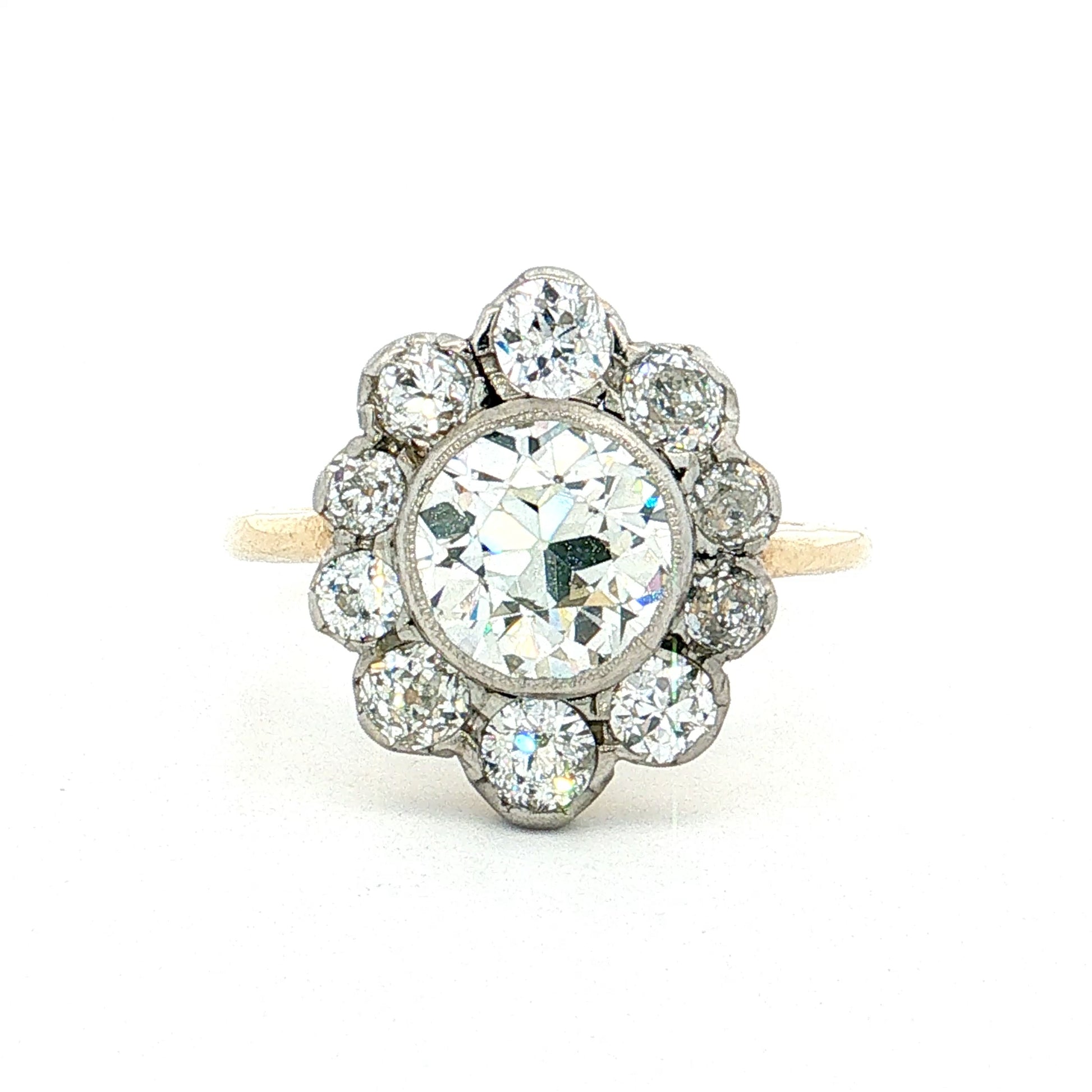 1.64 GIA Diamond Halo Engagement Ring 18k Platinum