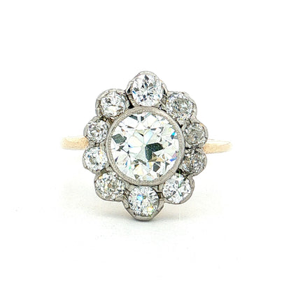 1.64 GIA Diamond Halo Engagement Ring 18k Platinum